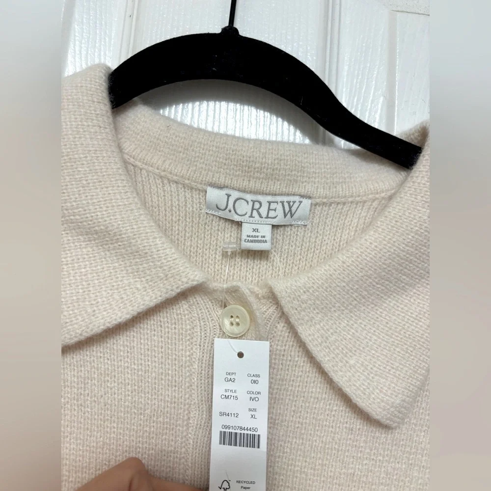 NWT J.Crew Milano-Stitch Cinched-Waist Cardigan in Ivory - Picture 9 of 10